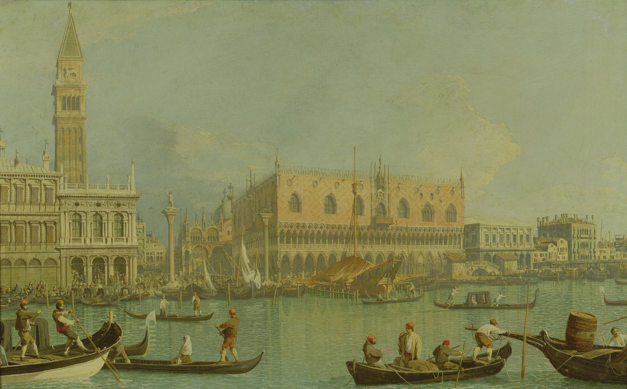 Ducal Sarayı ve Piazzetta San Marco, yaklaşık 1755 by Giovanni Antonio Canal