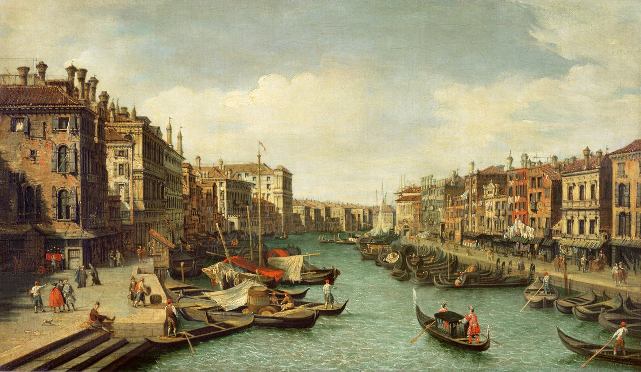 Rialto Köprüsü yakınlarındaki Büyük Kanal, Venedik, c.1730 by Giovanni Antonio Canal