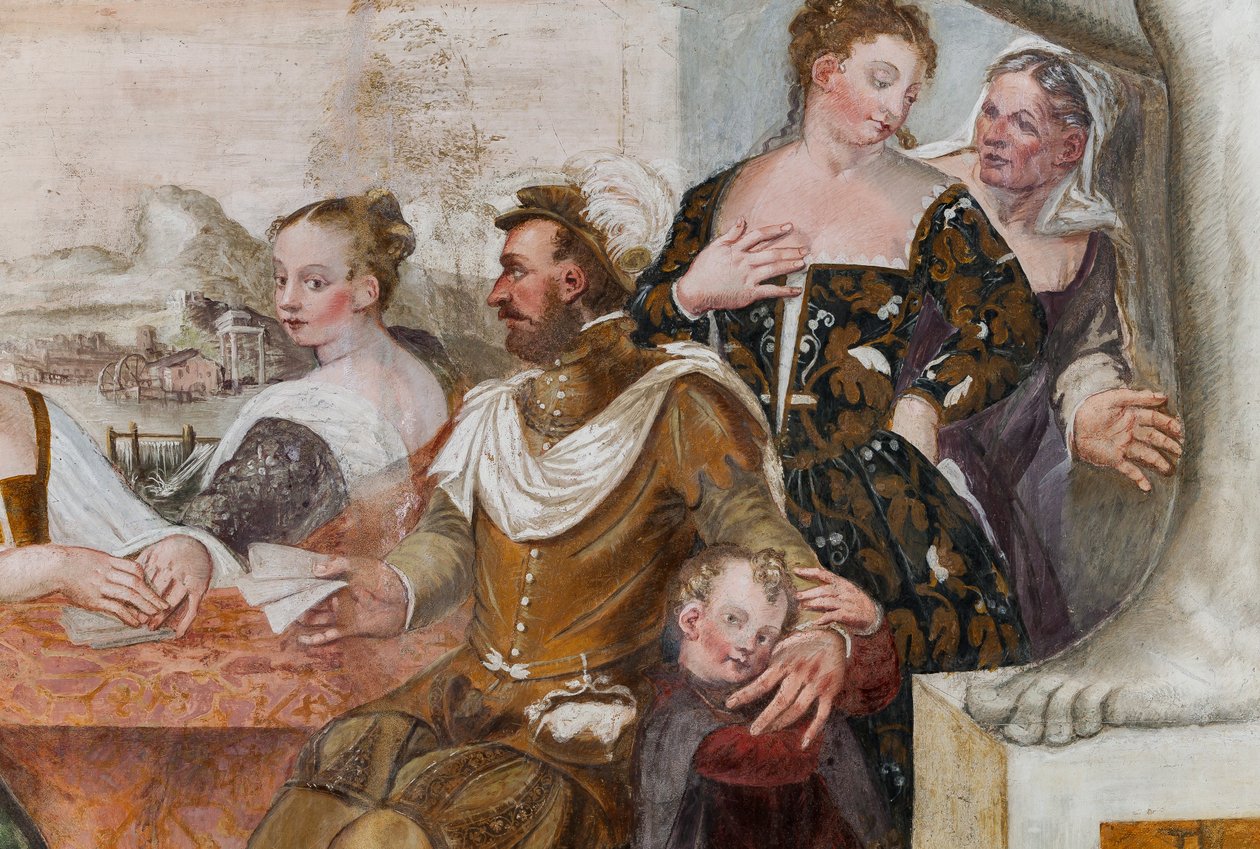 Kart Oyunu, Ana Salon, c.1570 (fresk) by Giovanni Antonio Fasolo