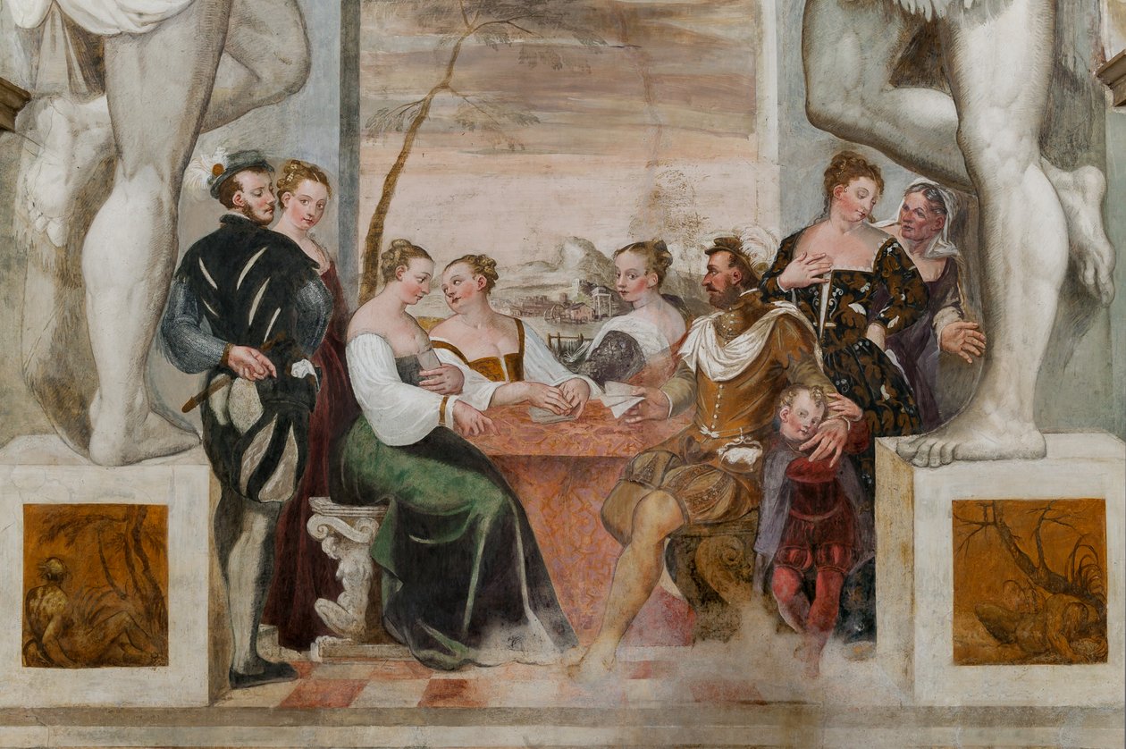 Kart Oyunu, Ana Salon, c.1570 (fresk) by Giovanni Antonio Fasolo