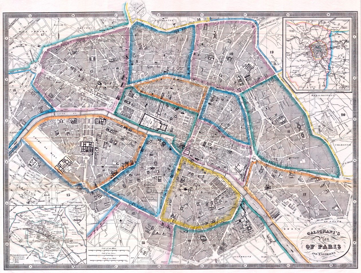 Paris Antik Haritası by Giovanni Antonio Galignani