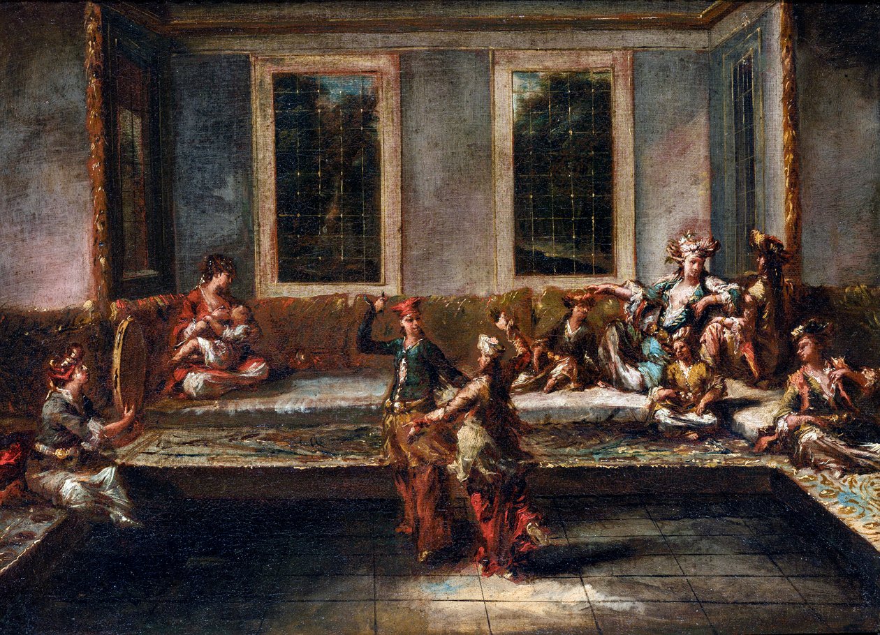 Guardi, Giovanni Antonio (1699-1760) tarafından haremde dans eden çift. Tuval üzerine yağlı boya, ebat : 44x61.5 by Giovanni Antonio Guardi