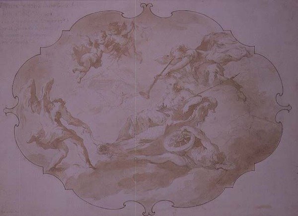 Askeri Fazilet Zaferi, c.1750 (kalem ve yıkama) by Giovanni Antonio Guardi