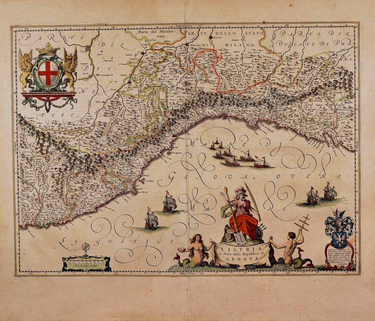 Giovanni Antonio Magini tarafından hazırlanan Ligurya Bölgesi Haritası by Giovanni Antonio Magini