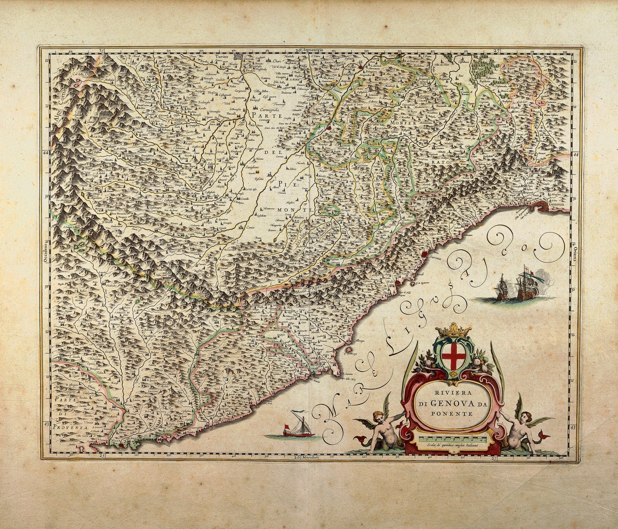 Giovanni Antonio Magini tarafından hazırlanan Batı Ligurya Bölgesi Haritası by Giovanni Antonio Magini