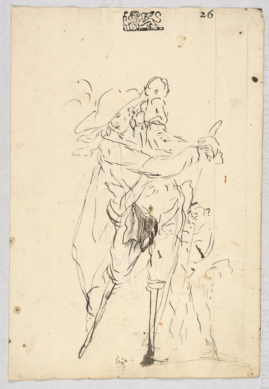 Kazık Bacaklı Adamların Eskizleri by Giovanni Antonio Pellegrini
