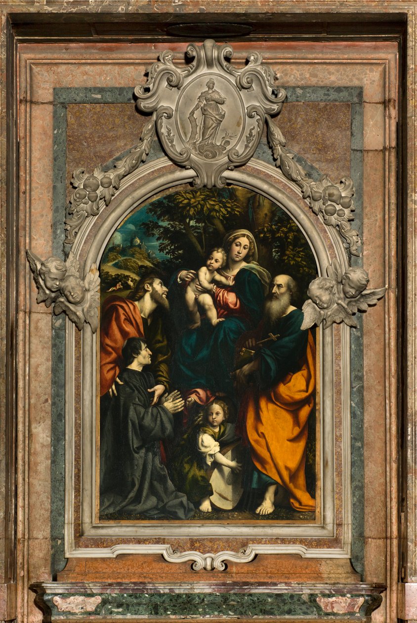 Aziz Philip ve James ve bağışçı Giacomo Schizzi, Il Pordenone 1522 arasında Aziz Catherine, Madonna ve Çocuk Sunağı by Giovanni Antonio Pordenone