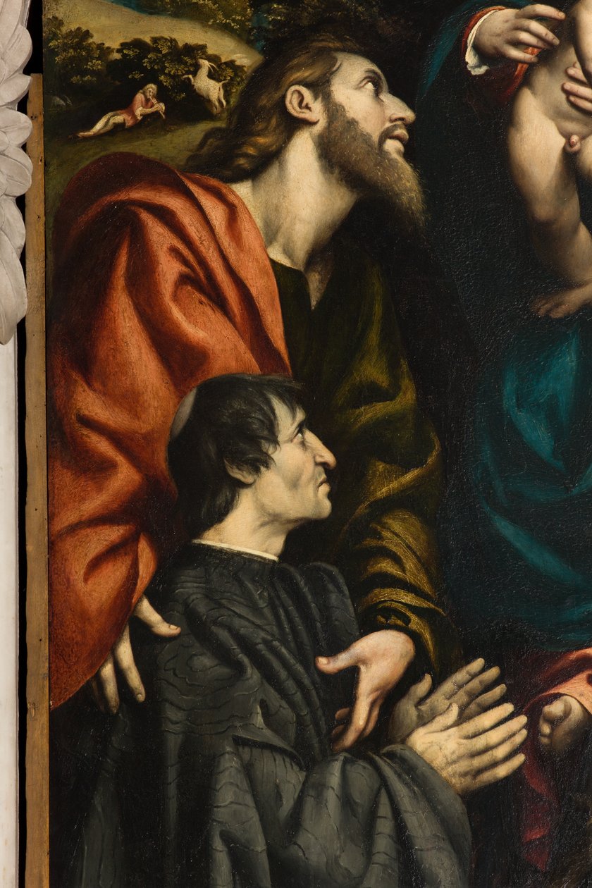 Aziz Philip ve James ve bağışçı Giacomo Schizzi arasında Aziz Catherine, Madonna ve Çocuk Sunağı, Il Pordenone 1522, Detay by Giovanni Antonio Pordenone