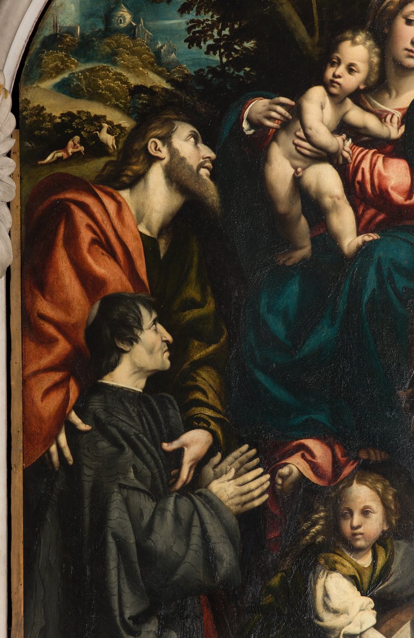Aziz Philip ve James ve bağışçı Giacomo Schizzi arasında Aziz Catherine, Madonna ve Çocuk Sunağı, Il Pordenone 1522, Detay by Giovanni Antonio Pordenone