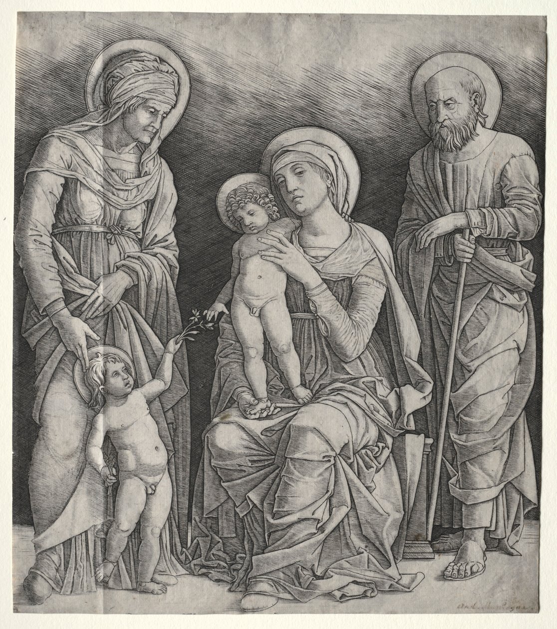 Aziz Elizabeth ve Bebek Vaftizci Yahya ile Kutsal Aile, c. 1500. by Giovanni Antonio da Brescia