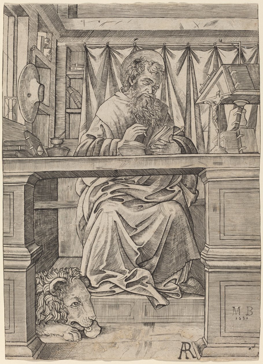 Aziz Jerome Çalışmasında by Giovanni Antonio da Brescia