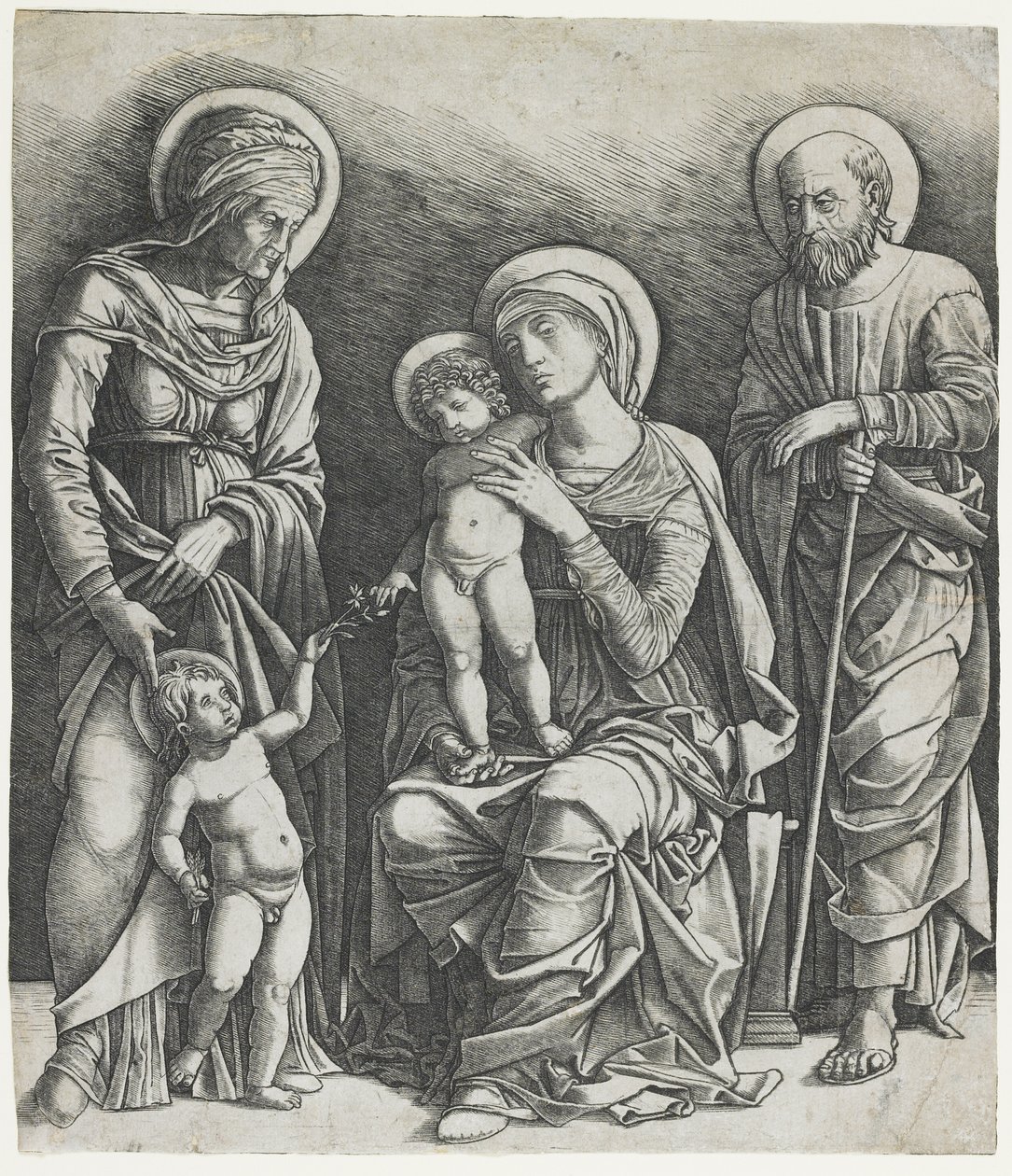 Bebek Aziz John ile Kutsal Aile, c.1495-1505 (gravür) by Giovanni Antonio da Brescia