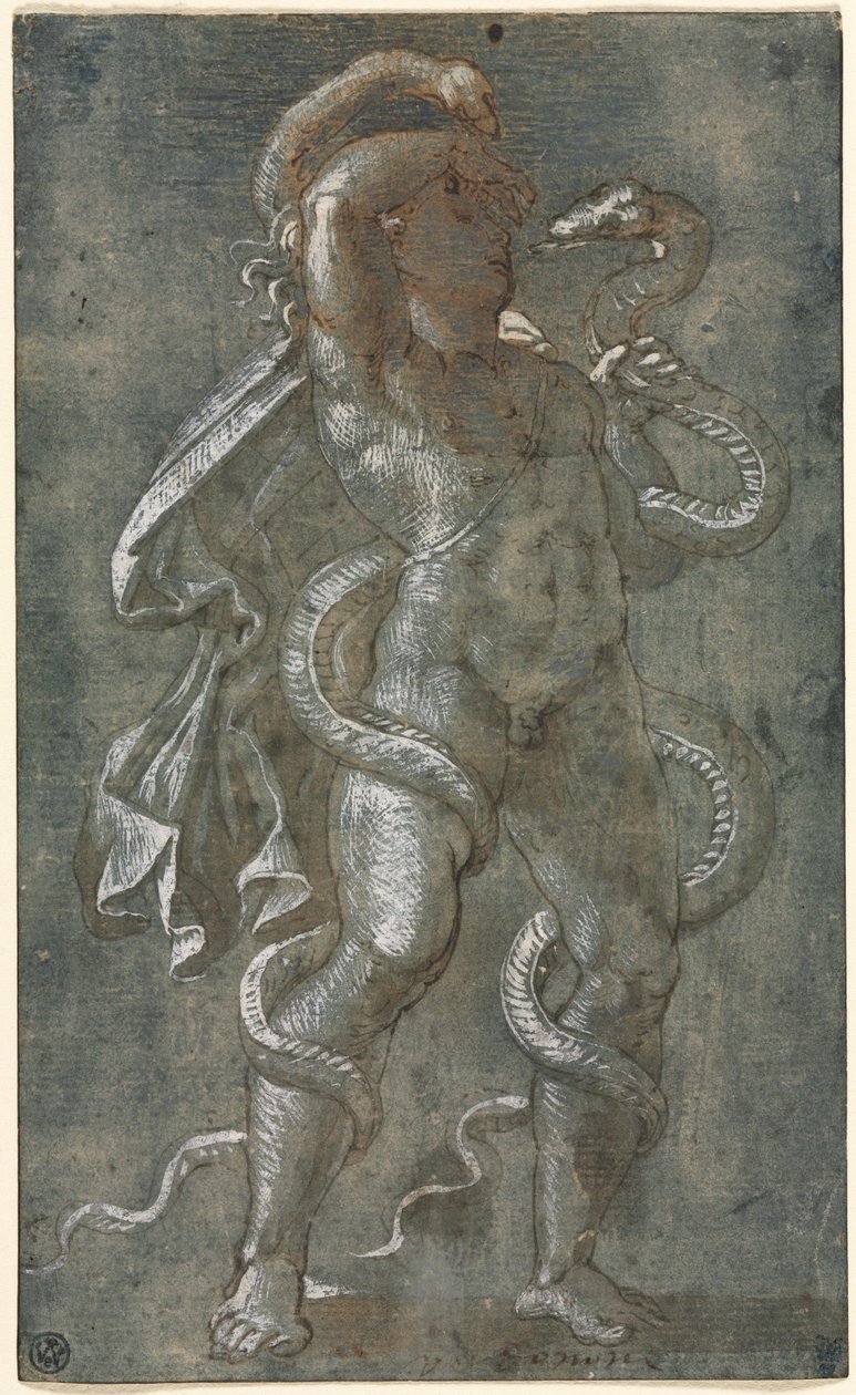 İki Yılanla Dolaşan Adam, c. 1527. by Giovanni Antonio da Pordenone
