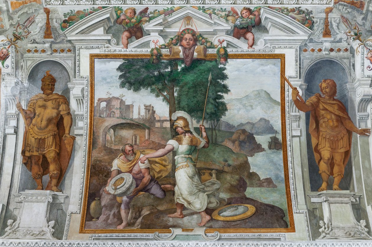 Ulysses ve Minerva, c.1560 (fresk) by Giovanni Battista Castello