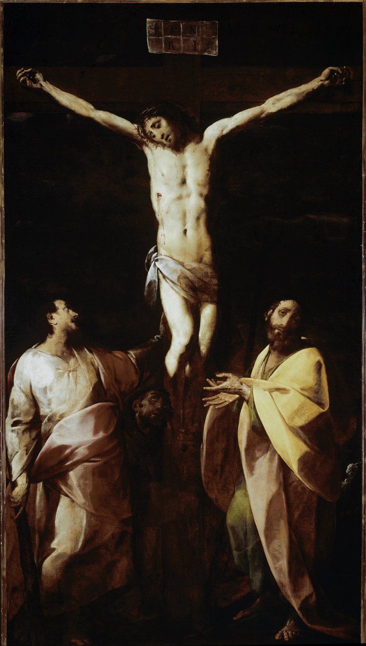 Aziz James, Aziz Philip ve Aziz Francis ile çarmıha germe (tuval üzerine yağlı boya by Giovanni Battista  Crespi