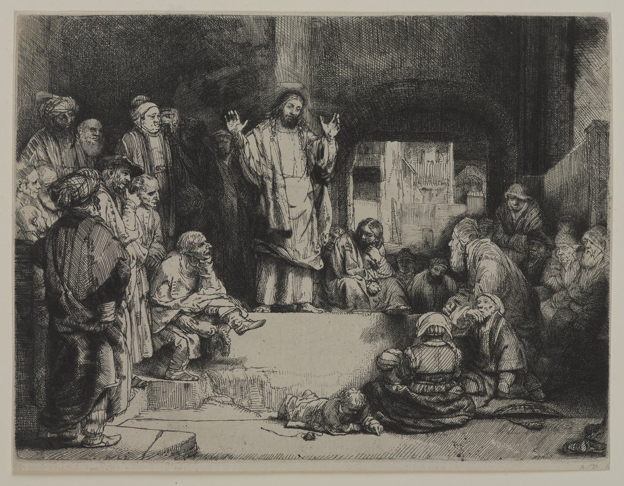 Christ Preaching (La Petite tombe), c.1652 (sertilmiş kağıda monte edilmiş serilmiş kağıt üzerinde gravür, kuru nokta ve burin) by Giovanni Battista Tiepolo