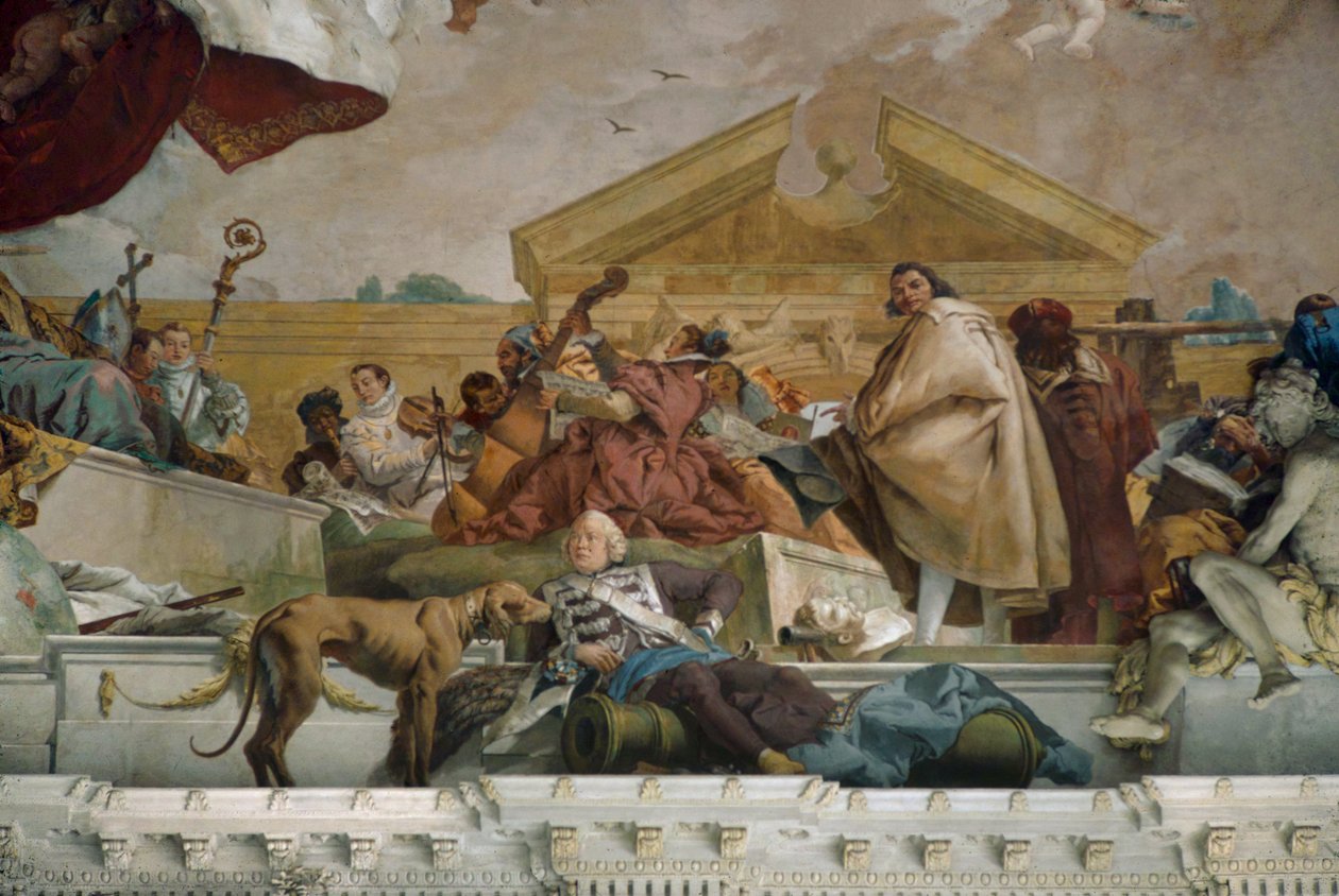 Avrupa, merdiven tavan freskinin detayı, Wuerzburg Piskoposluk Konutu. ... (fresk) by Giovanni Battista (1696-1770) Tiepolo