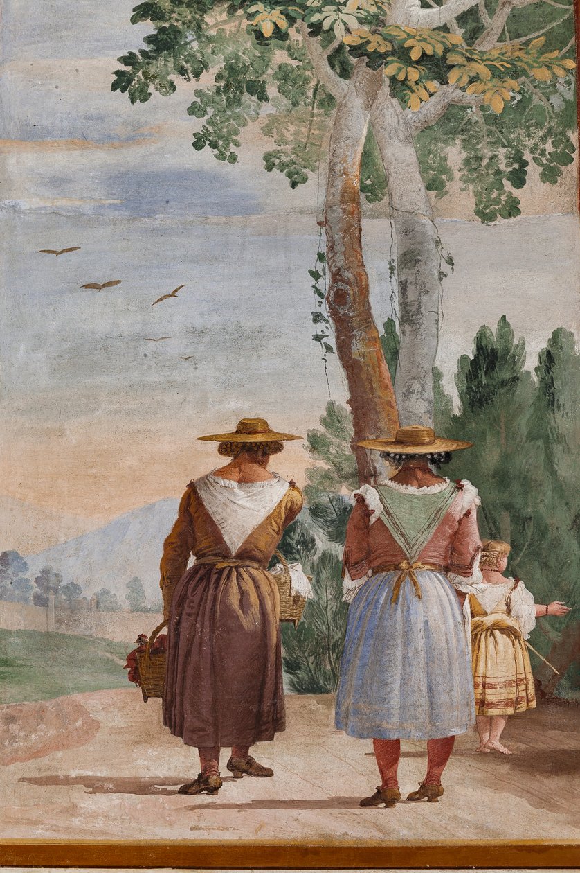 Misafirhaneler, Kırsal Manzara Odası: "Köylülerle Peyzaj", detay by Giovanni Battista Tiepolo