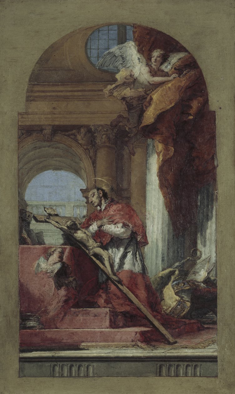 Saint Charles Borromeo haç üzerinde meditasyon yapıyor by Giovanni Battista Tiepolo