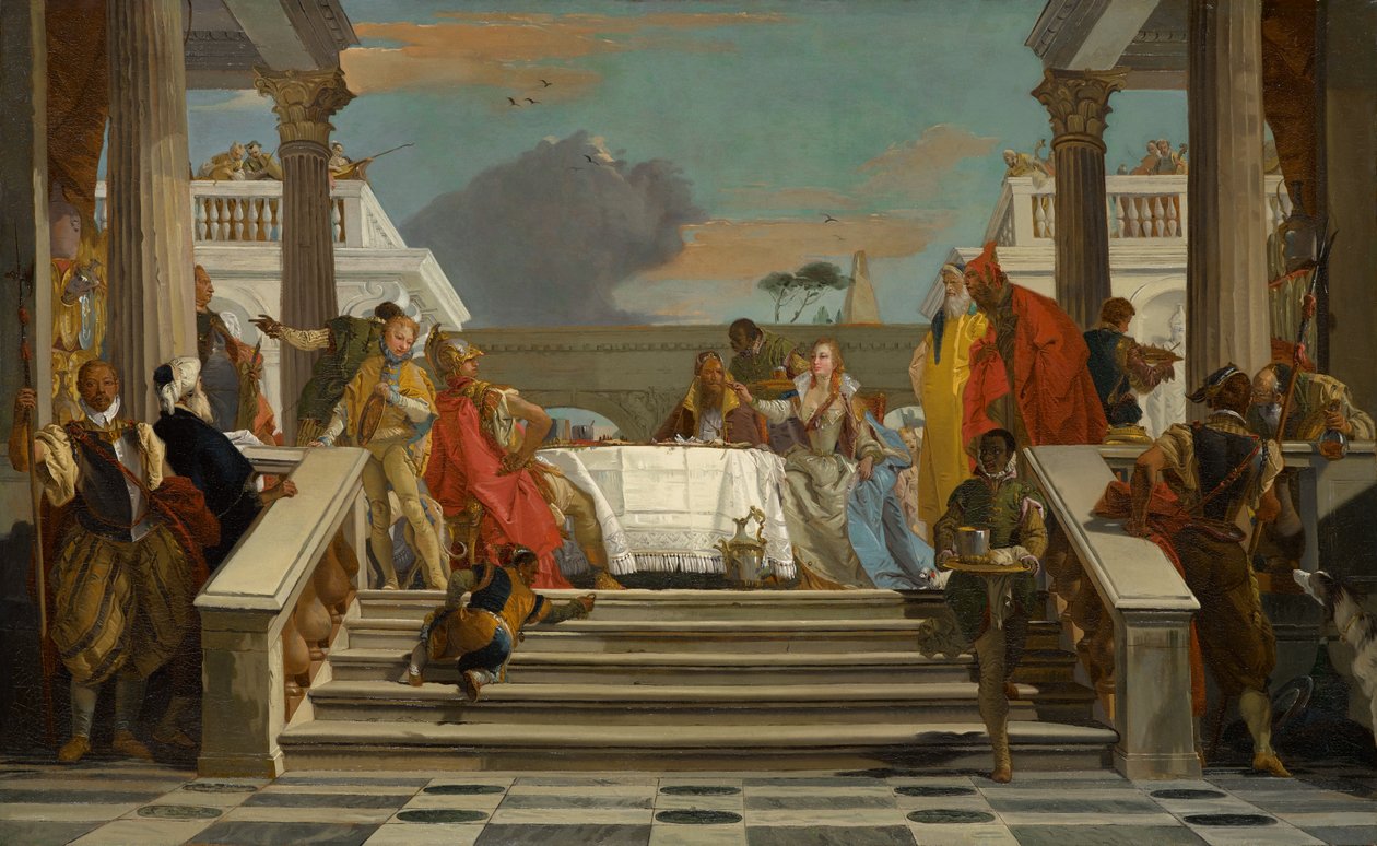 Kleopatra ve Antonius Ziyafeti, yaklaşık 1747-1750 (tuval üzerine yağlı boya) by Giovanni Battista Tiepolo