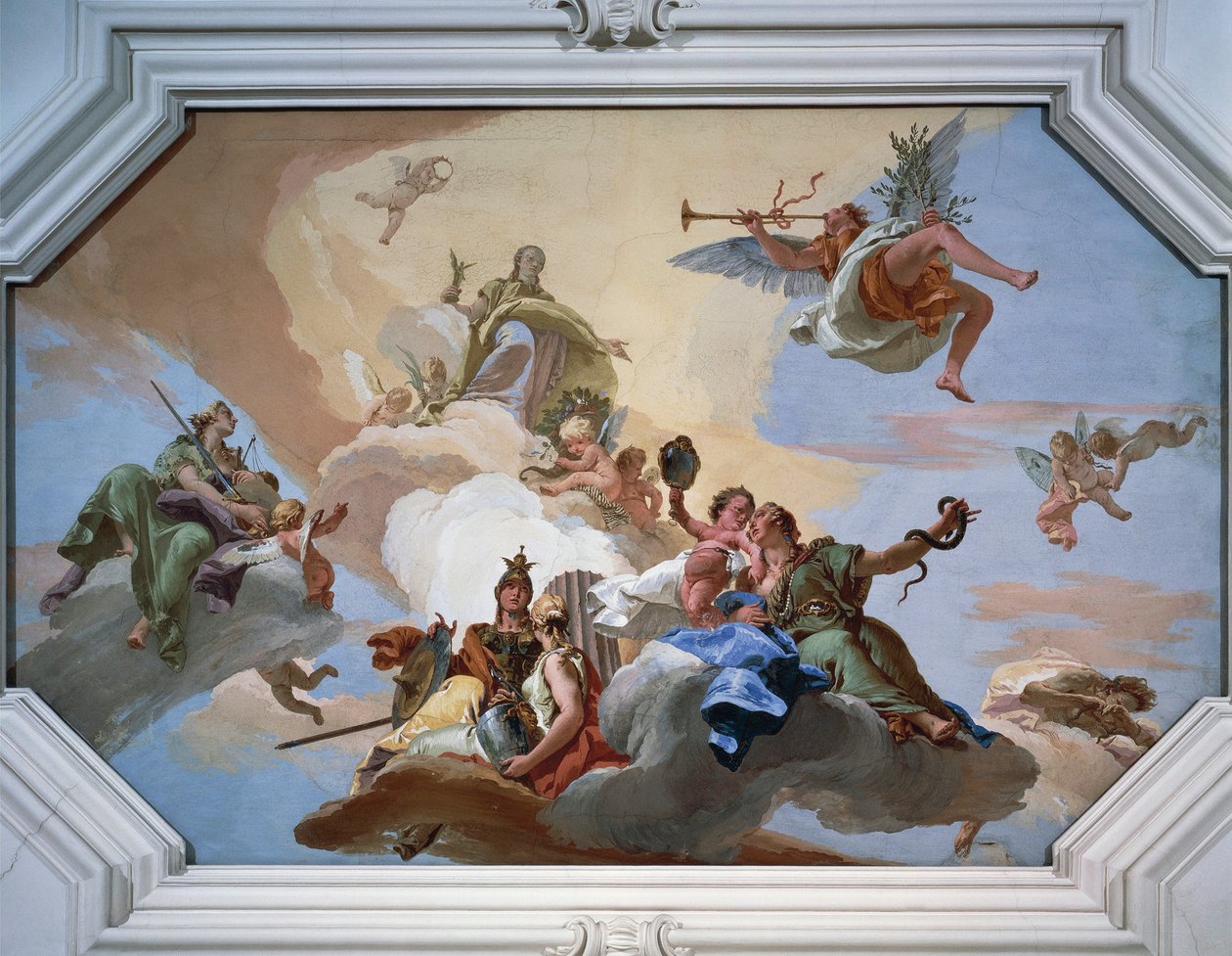 Zaferin Zaferi, Kardinal Erdemler arasında yer alan Fame tarafından açıklandı by Giovanni Battista Tiepolo