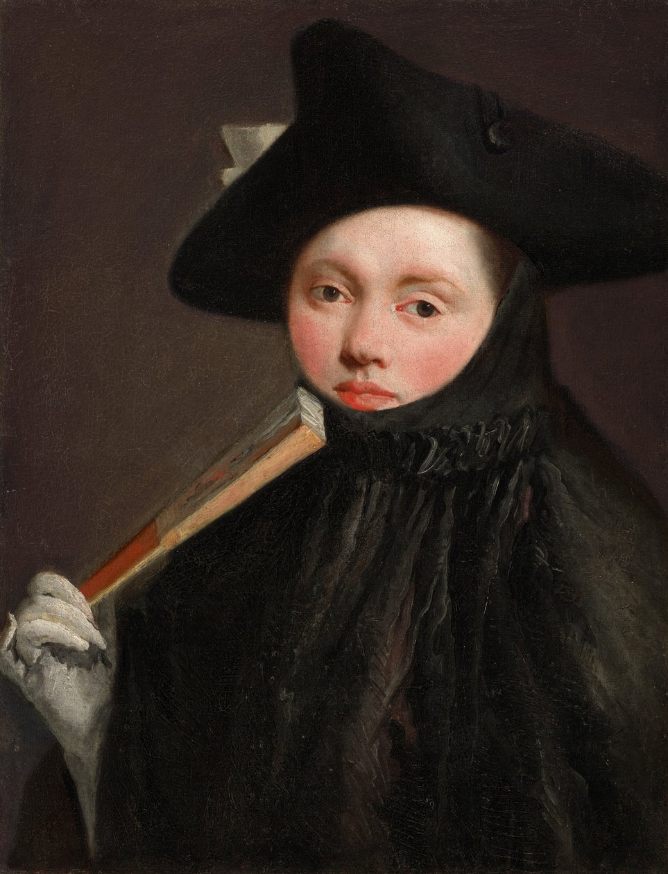Tricorn Şapkalı Genç Bayan , yak. 1755-60 (tuval üzerine yağlı boya) by Giovanni Battista (1696 1770) Tiepolo