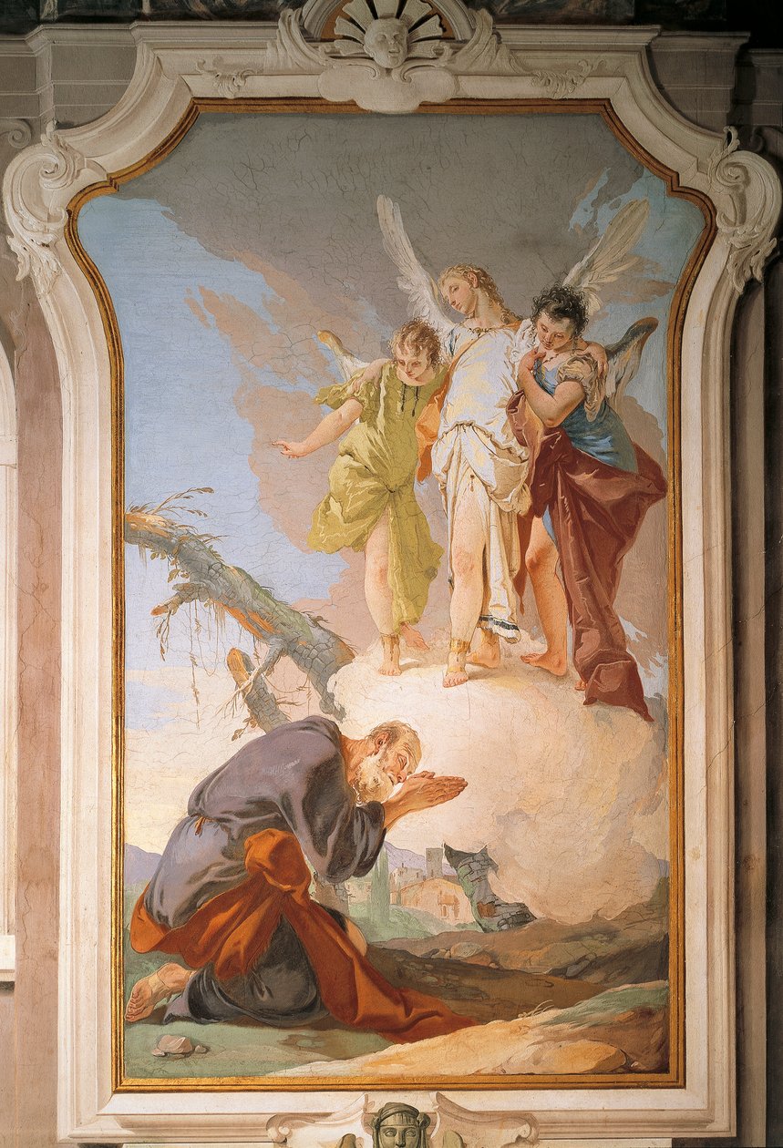 İbrahim ve melekler, Giovanni Battista Tiepolo (1696-1770), fresk, Ataerkil Saray, Misafir Salonu, Udine by Giovanni Battista Tiepolo