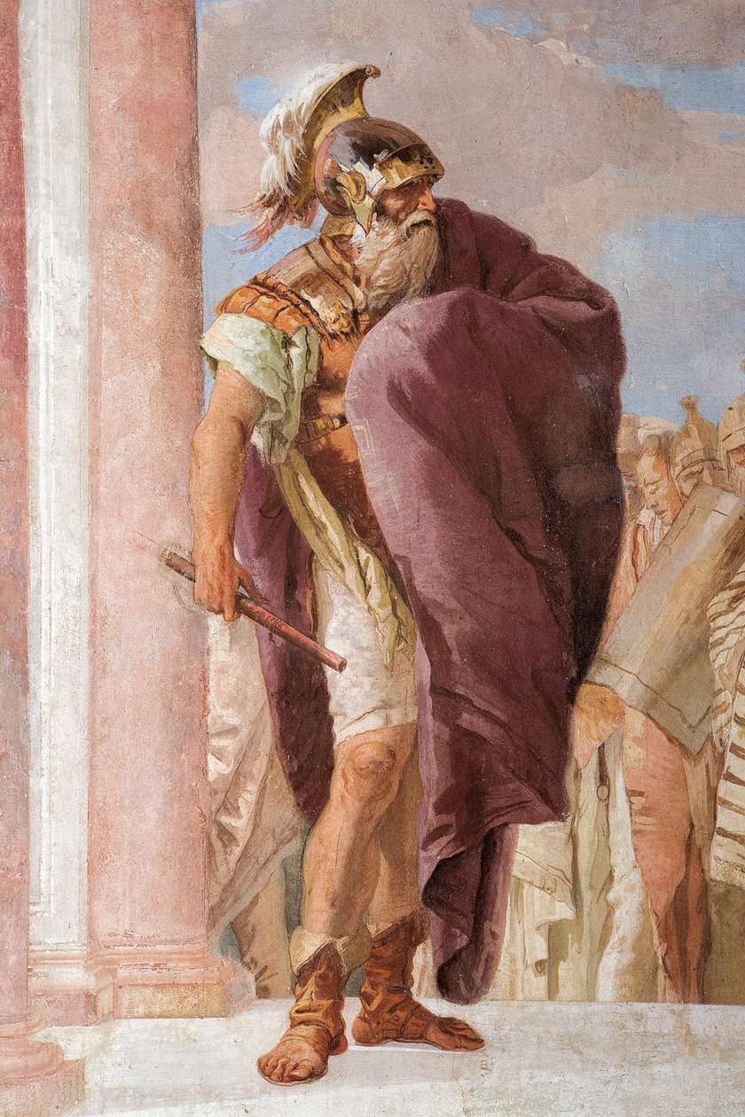 Agamemnon'un Detayı, Minerva'nın Akhilleus'u Agamemnon'u Öldürmekten Alıkoymasından, Palazzina'daki İlyada Odasından by Giovanni Battista Tiepolo