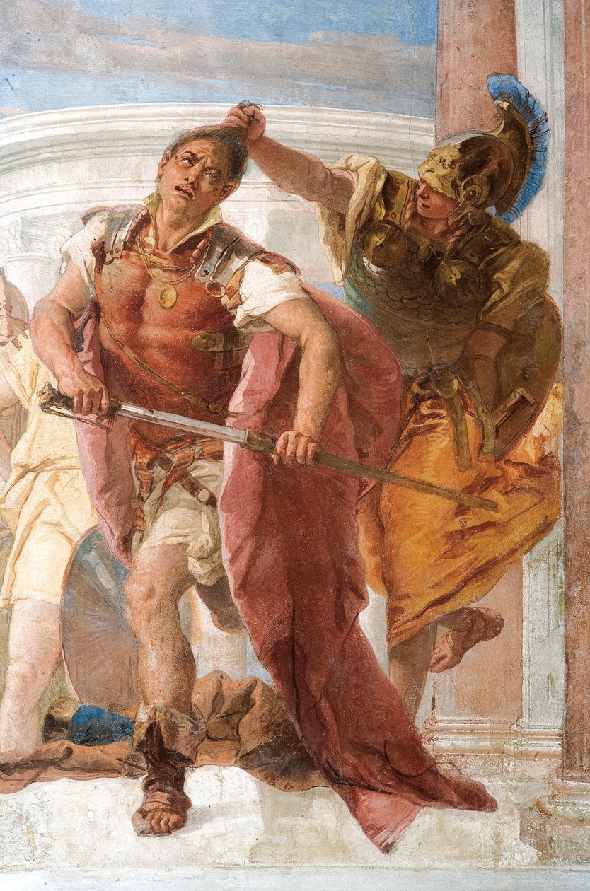 Palazzina'daki İlyada Odası'ndan Agamemnon'u Öldüren Minerva'nın Akhilleus'u Kısıtlamasının Detayı by Giovanni Battista Tiepolo