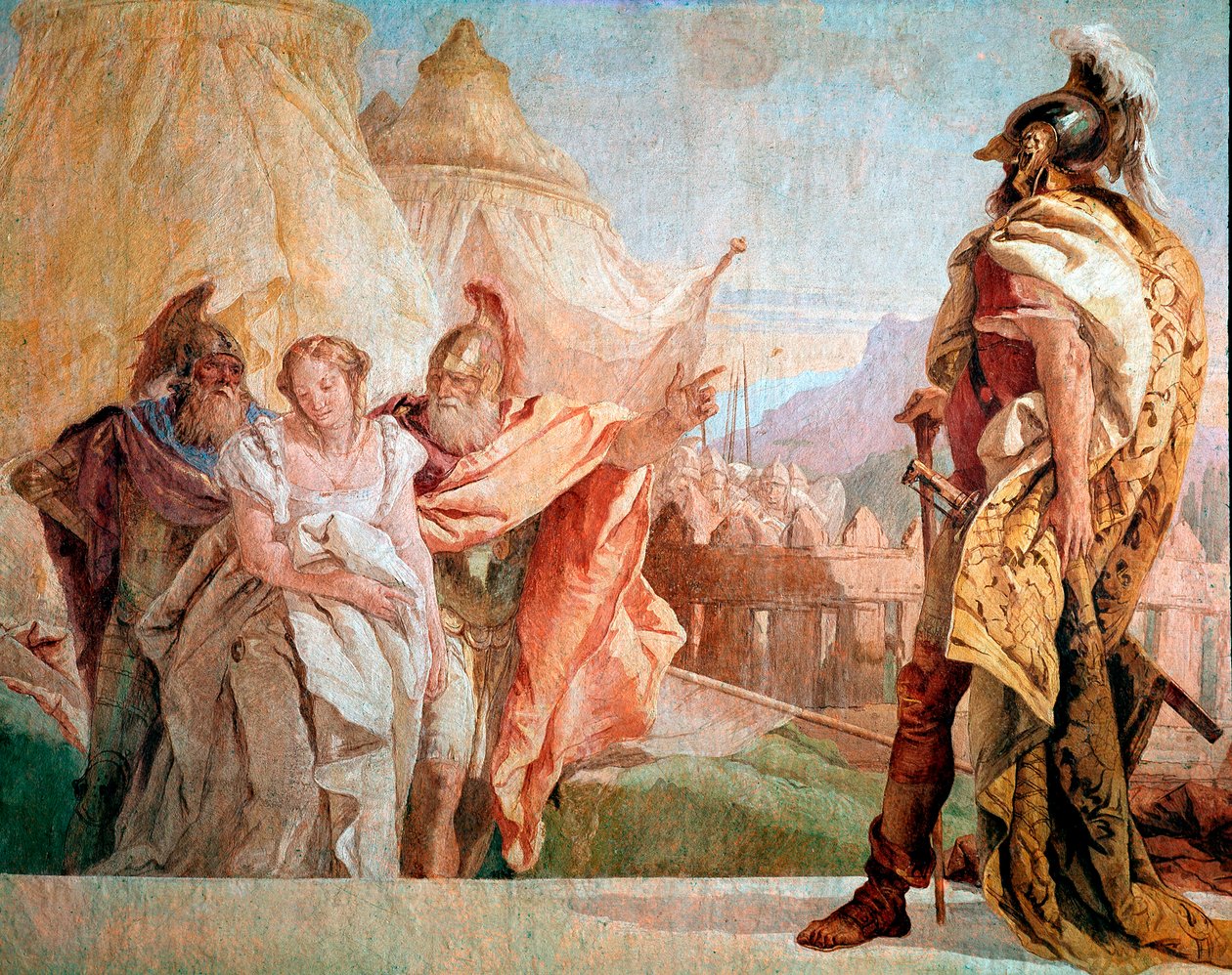 Homere İlyada: “” Agamemnon yakınlarında Thaltybios et Eryrates emmene briseis”” Giambattista Tiepolo tarafından Fresk (1696-1770) by Giovanni Battista Tiepolo
