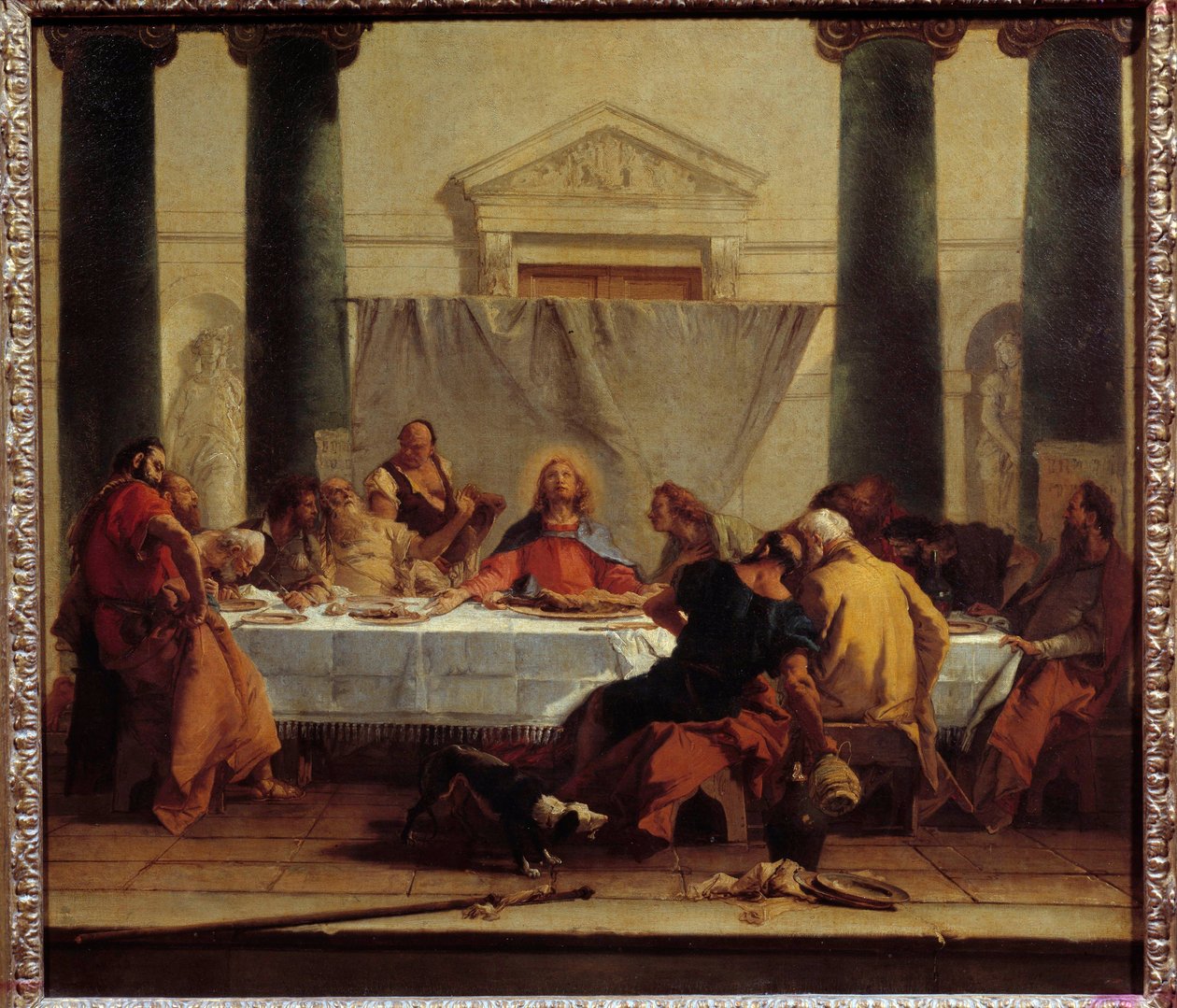Giovanni Tiepolo (1696-1770) 1745-1750 Sun tarafından La cene Boyama. 0,8x0,89 m by Giovanni Battista Tiepolo