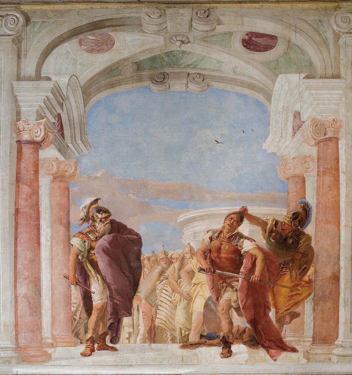 Minerva Aşil'i Agamemnon'u Öldürmekten Alıkoyuyor, Palazzina'daki İlyada Odasından by Giovanni Battista Tiepolo