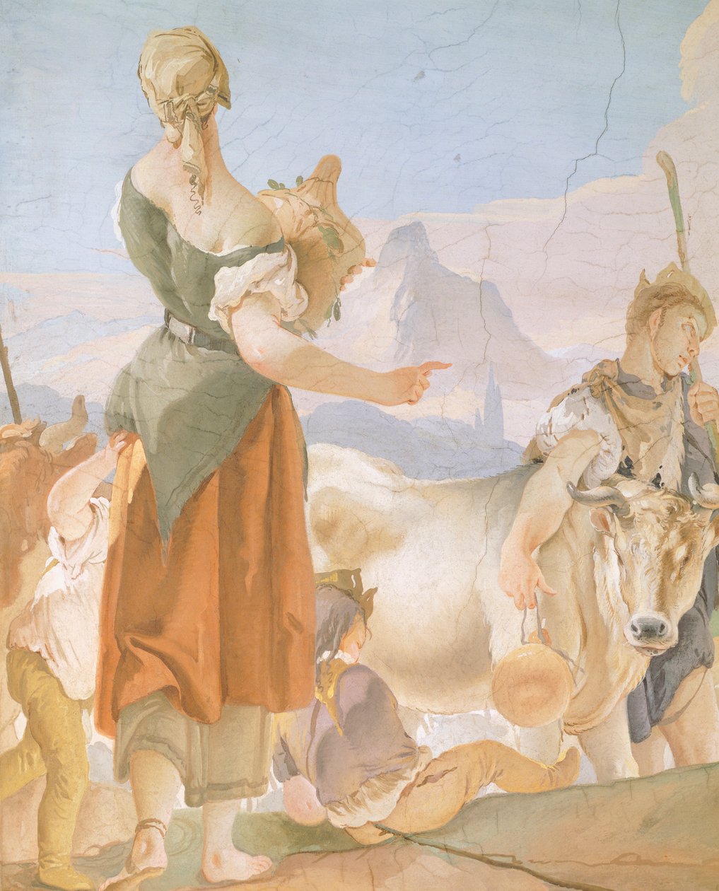 Rachel putları saklıyor, Giambattista Tiepolo (1696-1770), fresk, Detay, Udine