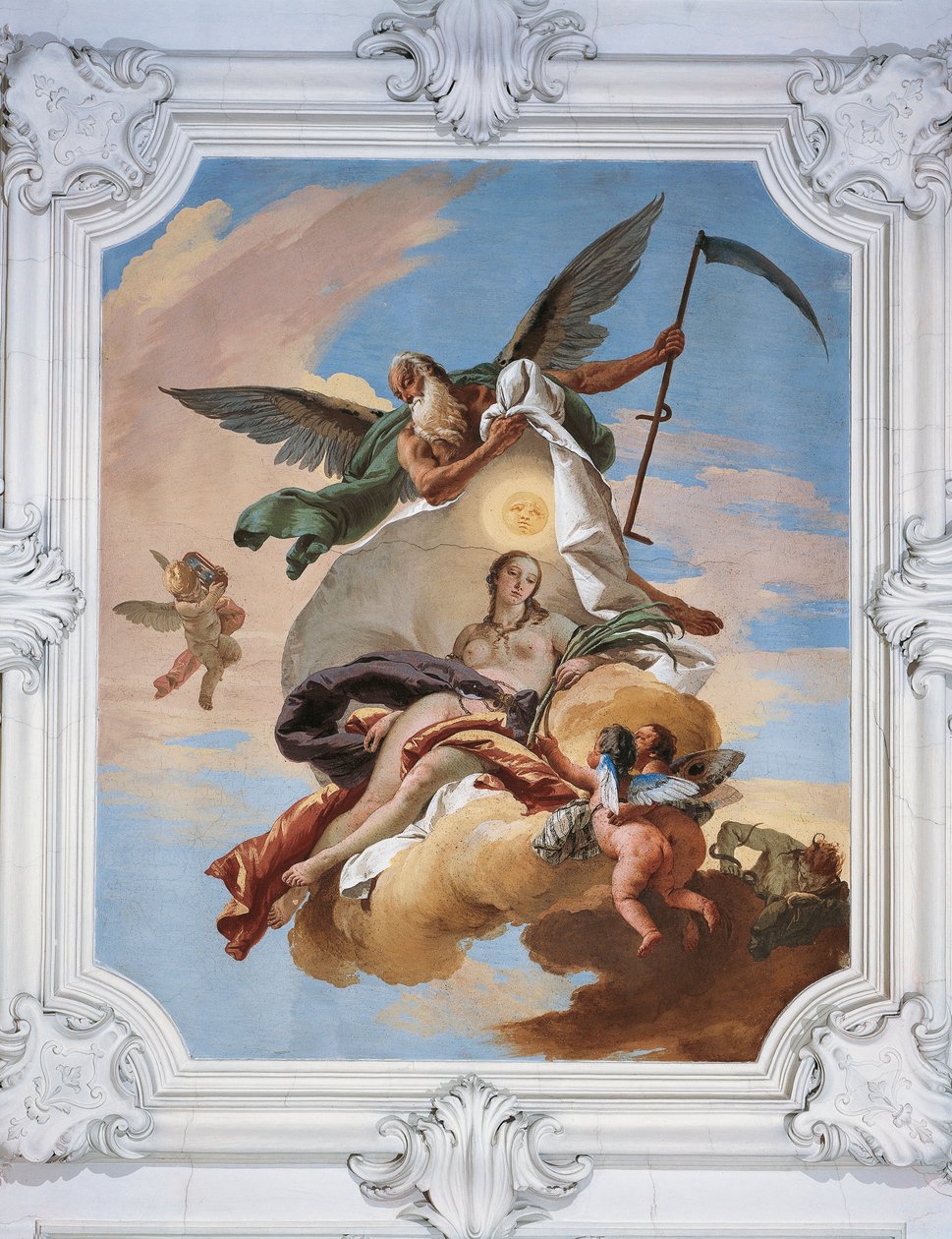 Zamanı avlamak ve Gerçeği keşfetmek, Giovanni Battista Tiepolo (1696-1770), fresk, Villa Loschi-Zileri, Biron, Monteviale, İtalya by Giovanni-Battista Tiepolo