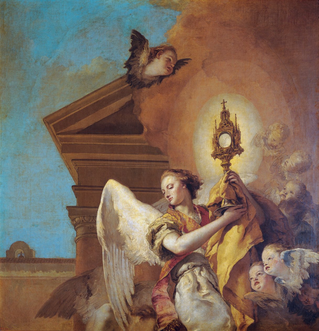 Aziz Pascual Bailón'un vizyonu, Eucharist'in Melek taşıyıcısının detayı by Giovanni Battista Tiepolo