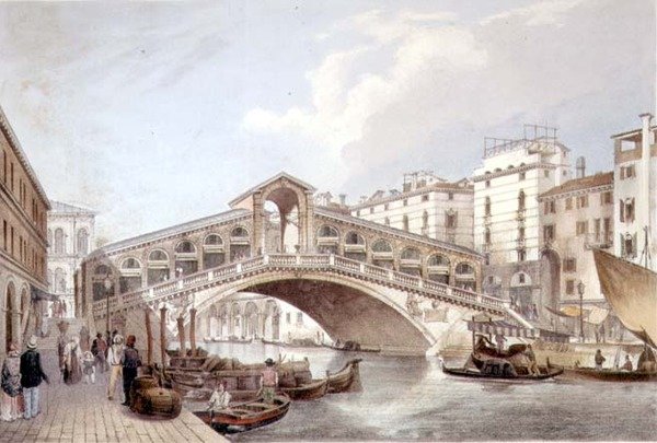 Ponte di Rialto, Venedik, Lefevre (lito) tarafından oyulmuş by Giovanni Battista (after) Cecchini