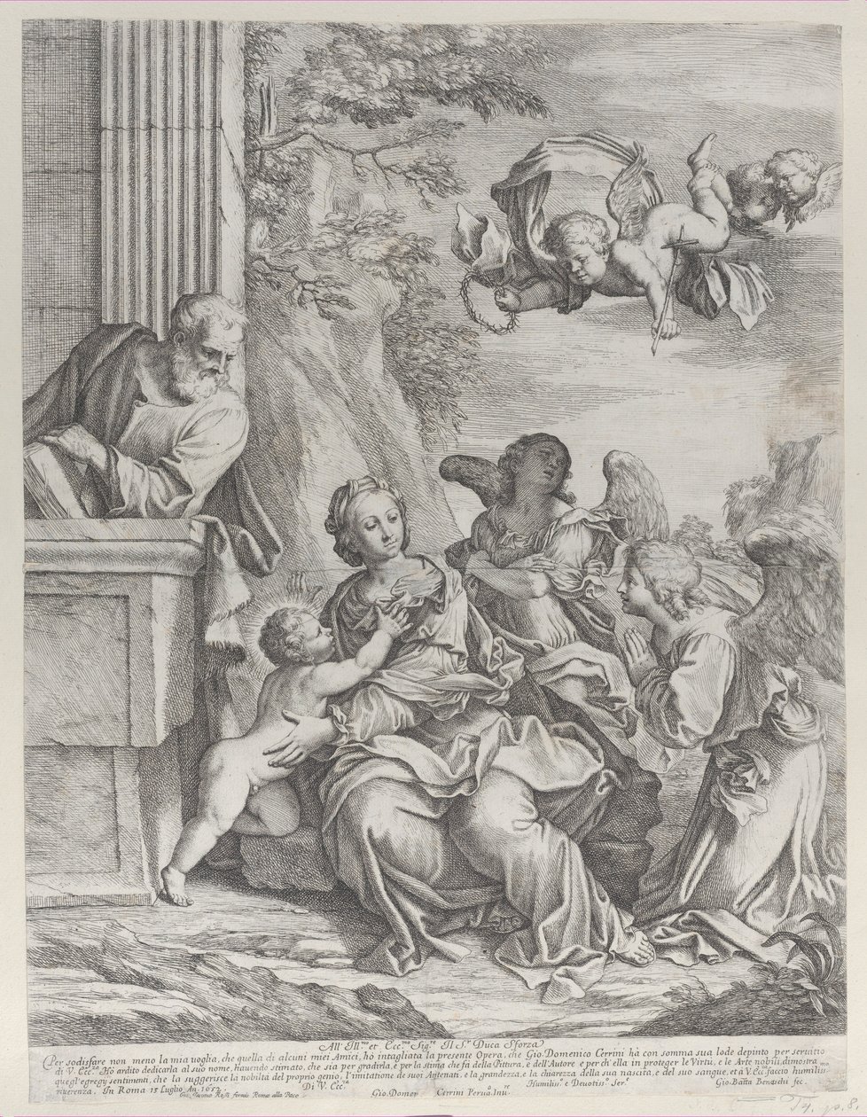 Sağda ve üstte meleklerle Kutsal Aile, 1652. by Giovanni Battista Beinaschi