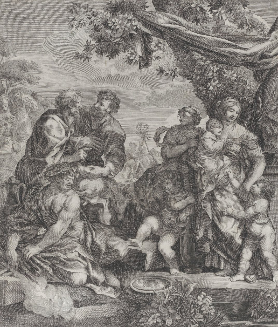 Kurbanlık bir kuzu ile alegorik sahne, 1640-70. by Giovanni Battista Bonacina