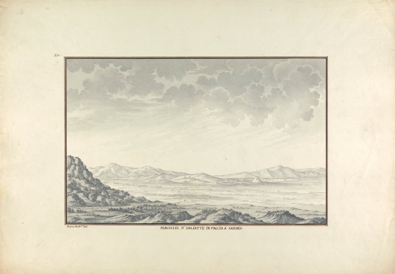 Sardeis'e bakan Haliatte Mozolesi by Giovanni Battista Borra