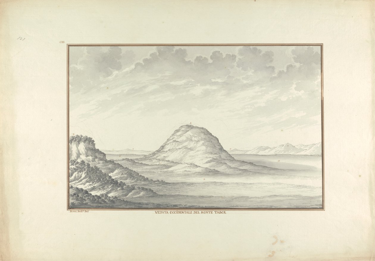 Tabor Dağı'nın batı görünümü by Giovanni Battista Borra