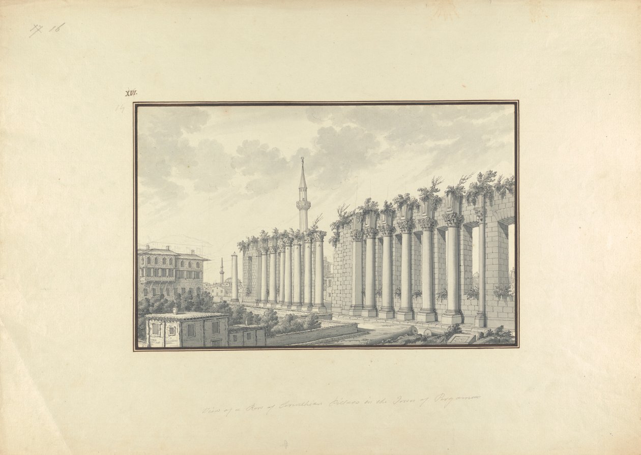 Pergamon'daki Asklepium Harabelerinin Görünümü by Giovanni Battista Borra