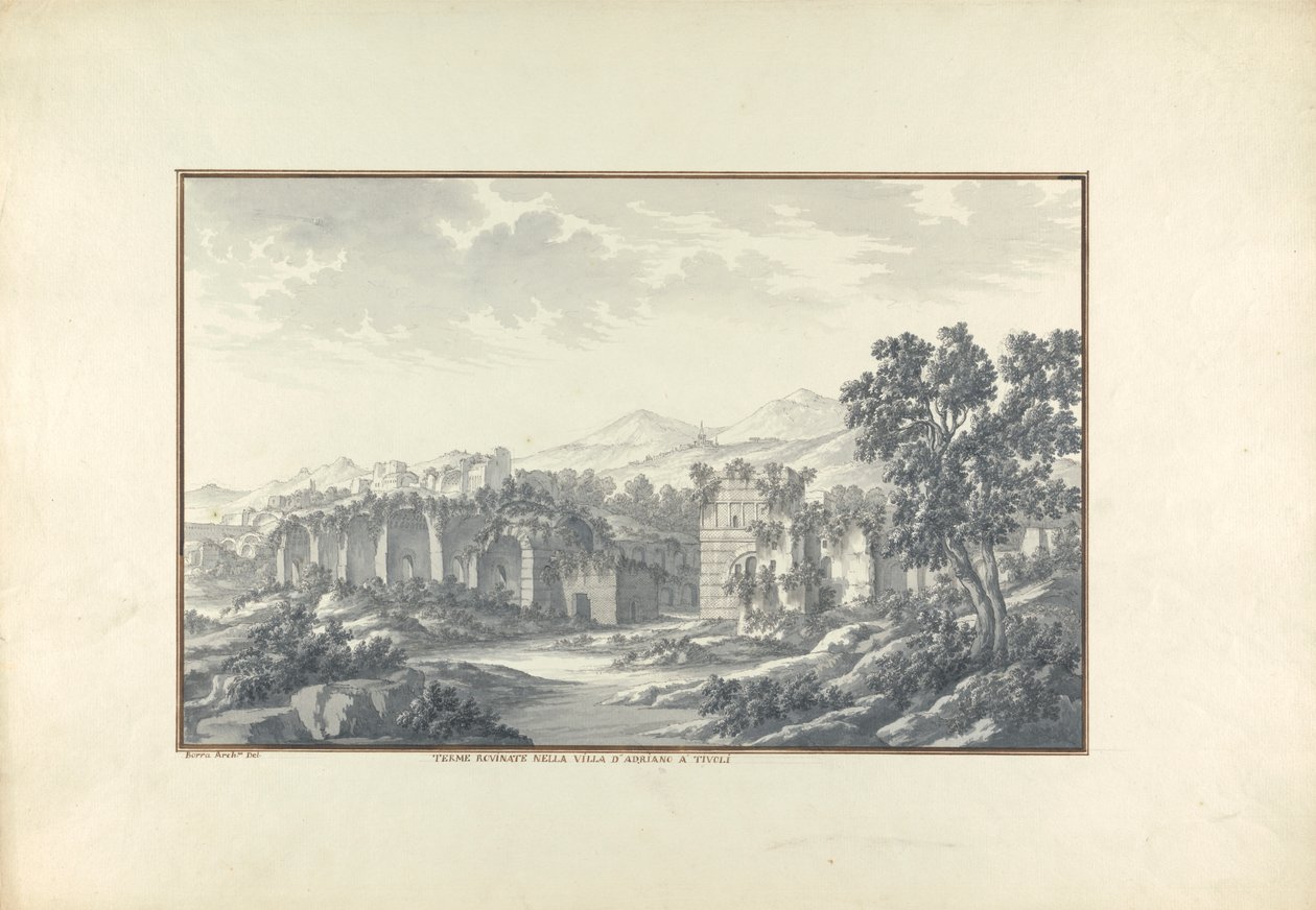 Tivoli'deki Hadrian'ın Köşkü'ndeki Yıkık Hamamların Görünümü by Giovanni Battista Borra