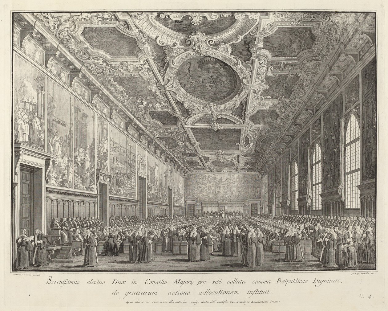 Doge Dönüyor Teşekkürler, Sala del Consiglio Maggior, 17631766. by Giovanni Battista Brostoloni