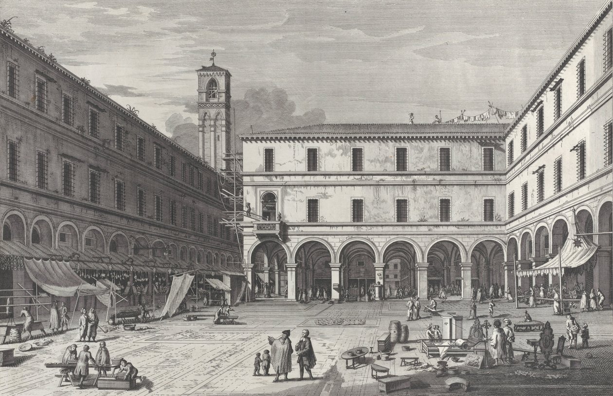 San Giacomo kilisesinin yakınındaki pazar meydanının görünümü, 1763., 1763. by Giovanni Battista Brostoloni