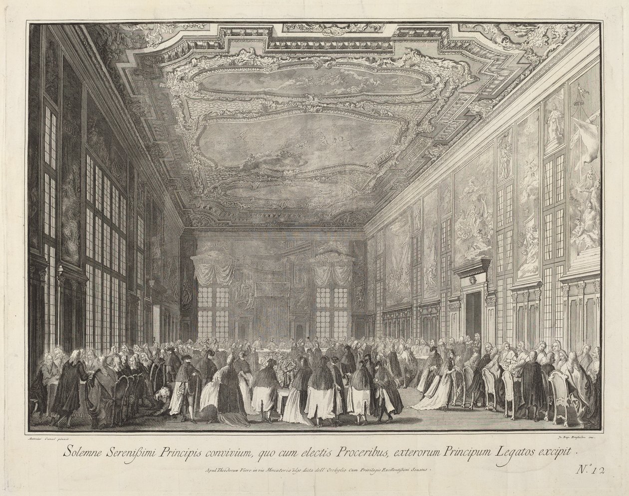Doge, Bir Ziyafette Yabancı Büyükelçileri Eğlendiriyor by Giovanni Battista Brustolon after Canaletto