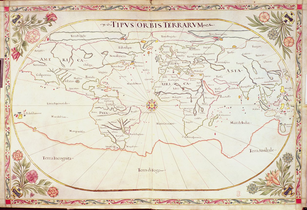 Ek Ms 11765: Dünya haritası by Giovanni Battista Cavallini