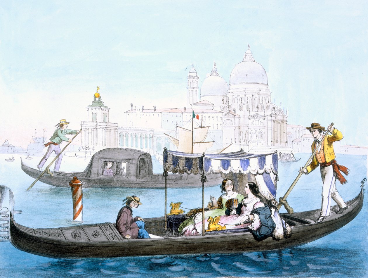 Venedik Gondol, c1850. by Giovanni Battista Cecchini