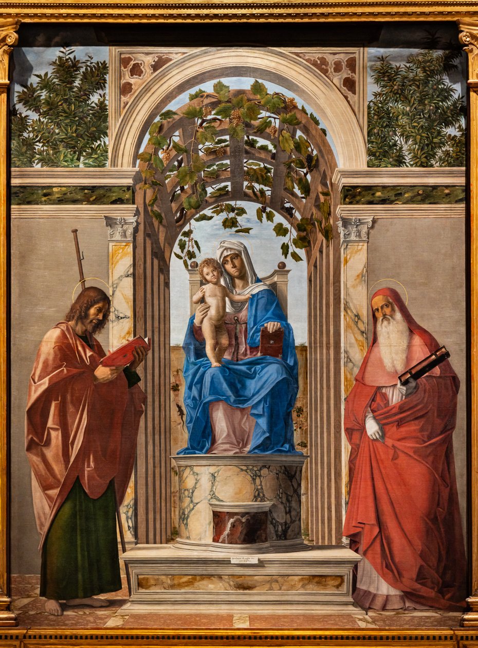 Azizler James ve Jerome arasında Bebek İsa ile enthroned Madonna, by Giovanni Battista Cima da Conegliano