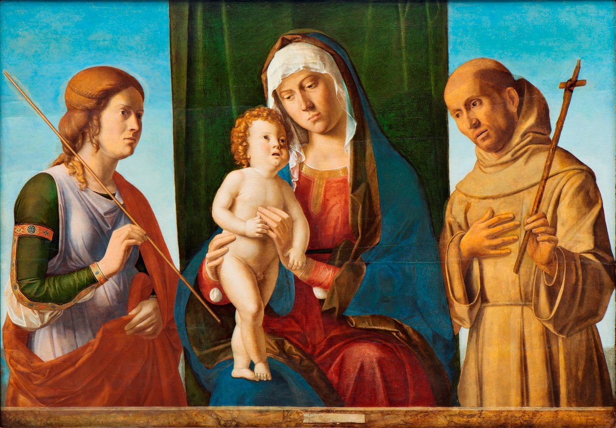 Aziz Ursula ve Assisili Francis arasında Madonna ve Çocuk, c. 1495. by Giovanni Battista Cima da Conegliano