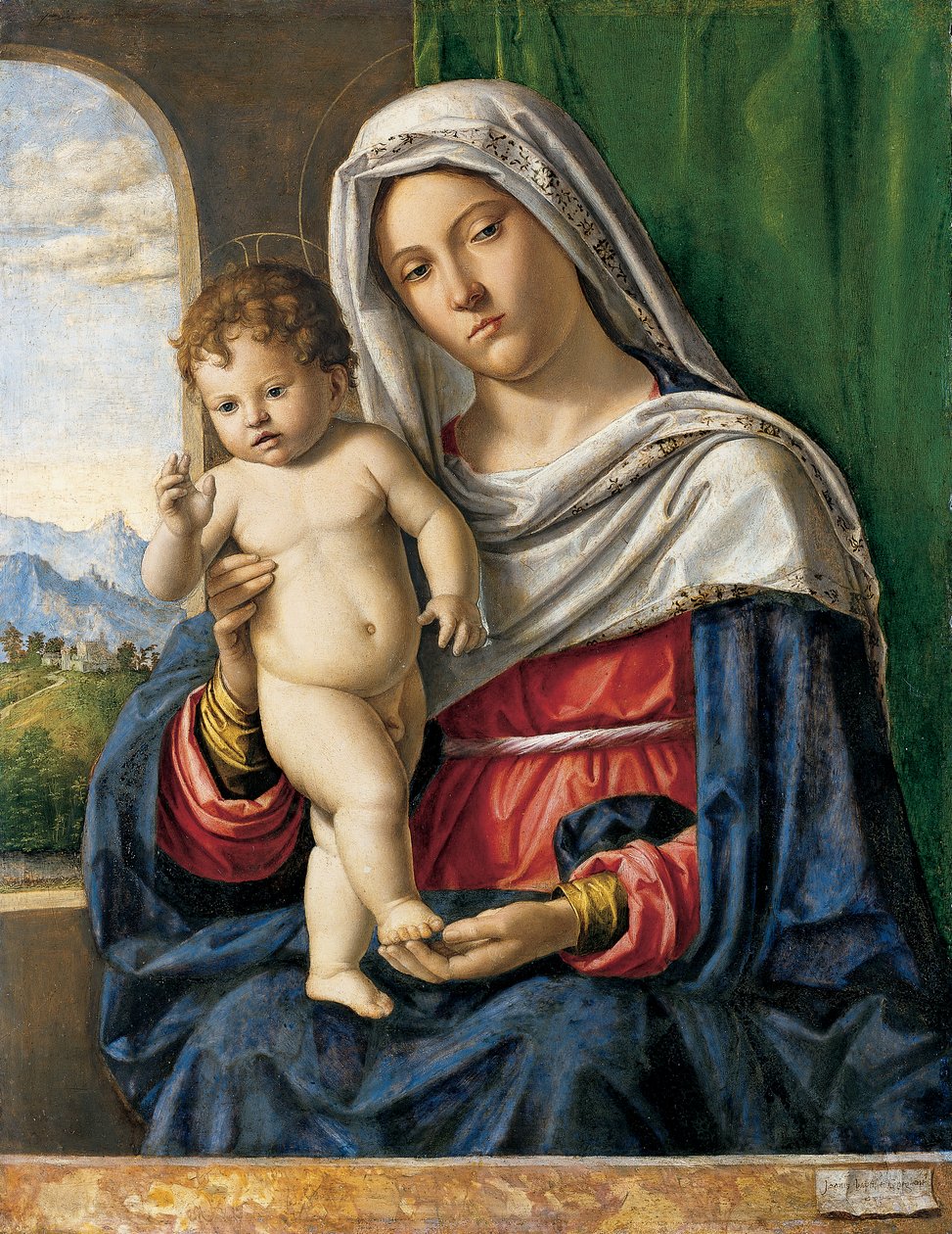 Bakire ve Çocuk, c.1500-4 (kavak üzerine yağlıboya) by Giovanni Battista Cima da Conegliano